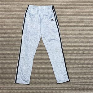 adidas Kids Light Gray Joggers with Black Side Stripes